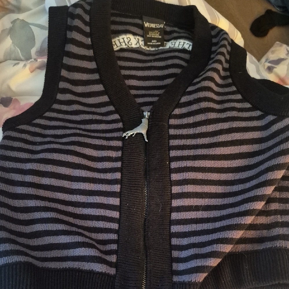Wednesday Striped Vest - Black and Gray